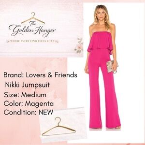 Lovers + Friends Magenta Strapless Jumpsuit